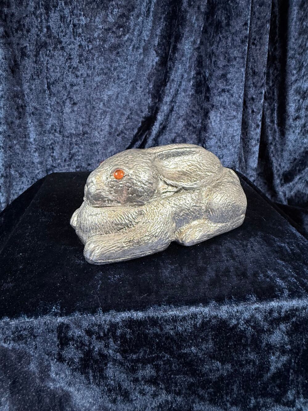 Vintage Metal Bunny Rabbit Trinket Box - Hinged Lid and Arthur Court 1990